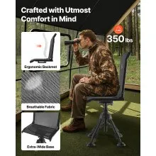Hunting Chair 360° Swivel Silent Folding Blind Chair with Adjustable Legs