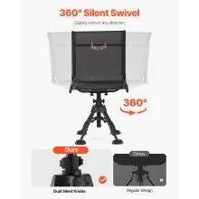 Hunting Chair 360° Swivel Silent Folding Blind Chair with Adjustable Legs