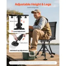 Hunting Chair 360° Swivel Silent Folding Blind Chair with Adjustable Legs