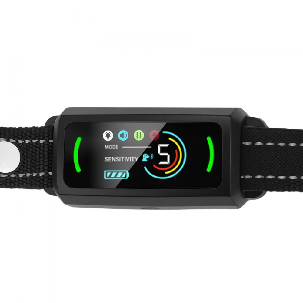 Collar antiladridos VEVOR para perros, inteligente, para perros grandes, medianos y pequeños, resistente al agua IP67, recargable, dispositivo antiladridos, con 6 niveles de sensibilidad ajustables y vibración (negro)