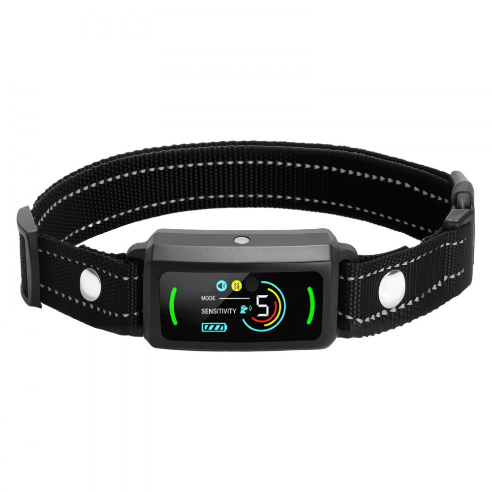 Collar antiladridos VEVOR para perros, inteligente, para perros grandes, medianos y pequeños, resistente al agua IP67, recargable, dispositivo antiladridos, con 6 niveles de sensibilidad ajustables y vibración (negro)