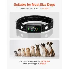 VEVOR Dog Bark Collar, Smart Bark Collar for Large Medium Small Dogs, IP67 Waterproof Rechargeable Anti-Bark Collars for Dogs, Dog Anti-Barking Device, 6 Adjustable Sensitivity Beep Vibration (Black)