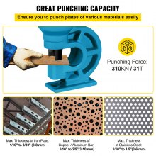 VEVOR CH-60 Hydraulic Hole Punching Tool 31T Hole Digger Force Puncher Smooth Hole Puncher for Iron Plate Copper Bar Aluminum Stainless Steel