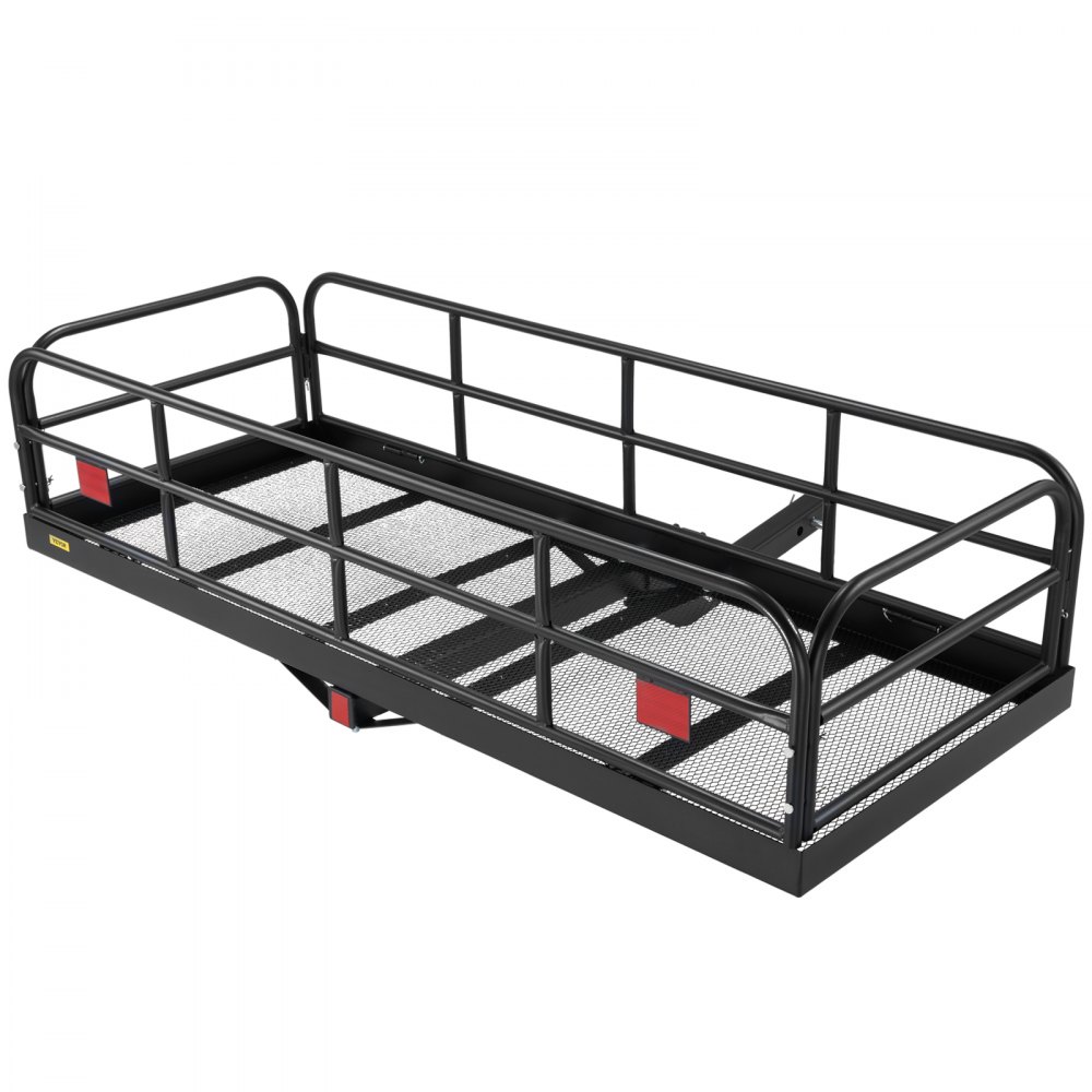VEVOR 1524 x 610 x 355 mm/60*24*14 inch Hitch Cargo Carrier, 400lbs Capacity Folding Trailer Hitch Mount Cargo Basket, Steel Luggage Carrier Rack Fits 5 cm Hitch Receiver for SUV Truck Pickup with Stabilizer
