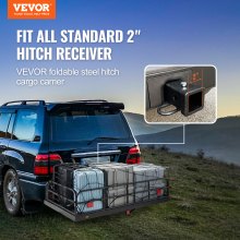 VEVOR Hitch-lastholder, 60 x 24 x 14 tommer sammenklappeligt anhængertræk monteret stållastkurv, 400 lbs læssekapacitet Bagagebærerstativ med stabilisator, passer til 2" hitch-modtager til SUV-lastbil pickup