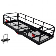 VEVOR 1524 x 610 x 355 mm Hitch Cargo Carrier, 400lbs Capacity Folding Trailer Hitch Mount Cargo Basket, Steel Luggage Carrier Rack Fits 5 cm Hitch Receiver for SUV Truck Pickup with Stabilizer