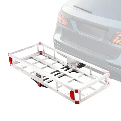 VEVOR 49.4 x 22.4 x 7.1 in Hitch Cargo Carrier, 500lbs Loading Capacity Trailer Hitch Mounted Cargo Basket, Rust-proof Aluminum Luggage Carrier Rack Fits 2" Hitch Receiver for SUV Truck Pickup Camping