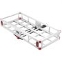 VEVOR hitch cargo carrier with aluminum frame and red corner accents, ideal for expanding vehicle storage.