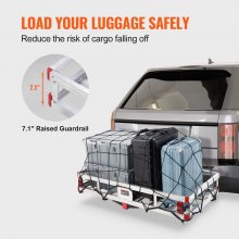 VEVOR Porte-bagages d'attelage de 49,4 x 22,4 x 7,1 pouces, capacité de 500 lb pour remorque, panier de chargement en aluminium, porte-bagages pour récepteur d'attelage de 2 "pour SUV camion pick-up camping