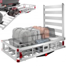 VEVOR 50 x 29.5 x 8.7 inch Hitch Cargo Carrier, 500lbs Capacity Trailer Hitch Mounted Cargo Basket, Aluminum Luggage Carrier Rack with Folding Ramp, Fits 2" Hitch Receiver for SUV Truck Pickup Camping