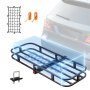 VEVOR Hitch Cargo Carrier, 53 x 19 x 5 in Trailer Hitch Mounted Steel Carrier Basket, 500lb Loading Luggage Carrier Rack with Stabilizer, Cargo Net, Straps, Fits 2" Hitch Receiver for SUV Truck Pickup