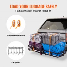VEVOR Porte-bagages d'attelage de 53 x 19 x 5 po, capacité de 500 lb, panier de chargement pour attelage de remorque, porte-bagages en acier pour récepteur d'attelage de 2 po pour camion SUV avec filet de chargement, stabilisateur, sangles