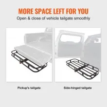 VEVOR Hitch Cargo Carrier, 53 x 19 x 5 in Trailer Hitch Mounted Steel Carrier Basket, 500lb Loading Luggage Carrier Rack with Stabilizer, Cargo Net, Straps, Fits 2" Hitch Receiver for SUV Truck Pickup