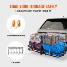 VEVOR Hitch Cargo Carrier, 53 x 19 x 5 in Trailer Hitch Mounted Steel Carrier Basket, 500lb Loading Luggage Carrier Rack with Stabilizer, Cargo Net, Straps, Fits 2" Hitch Receiver for SUV Truck Pickup