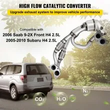 VEVOR Catalytic Converter Direct Fit Front Exhaust Manifold High Flow Catalytic Converter Compatible with Subaru Impreza, Legacy, Forester, Outback, 06-12, 4 Cyl 2.5L Except Turbo W/Gasket Kit