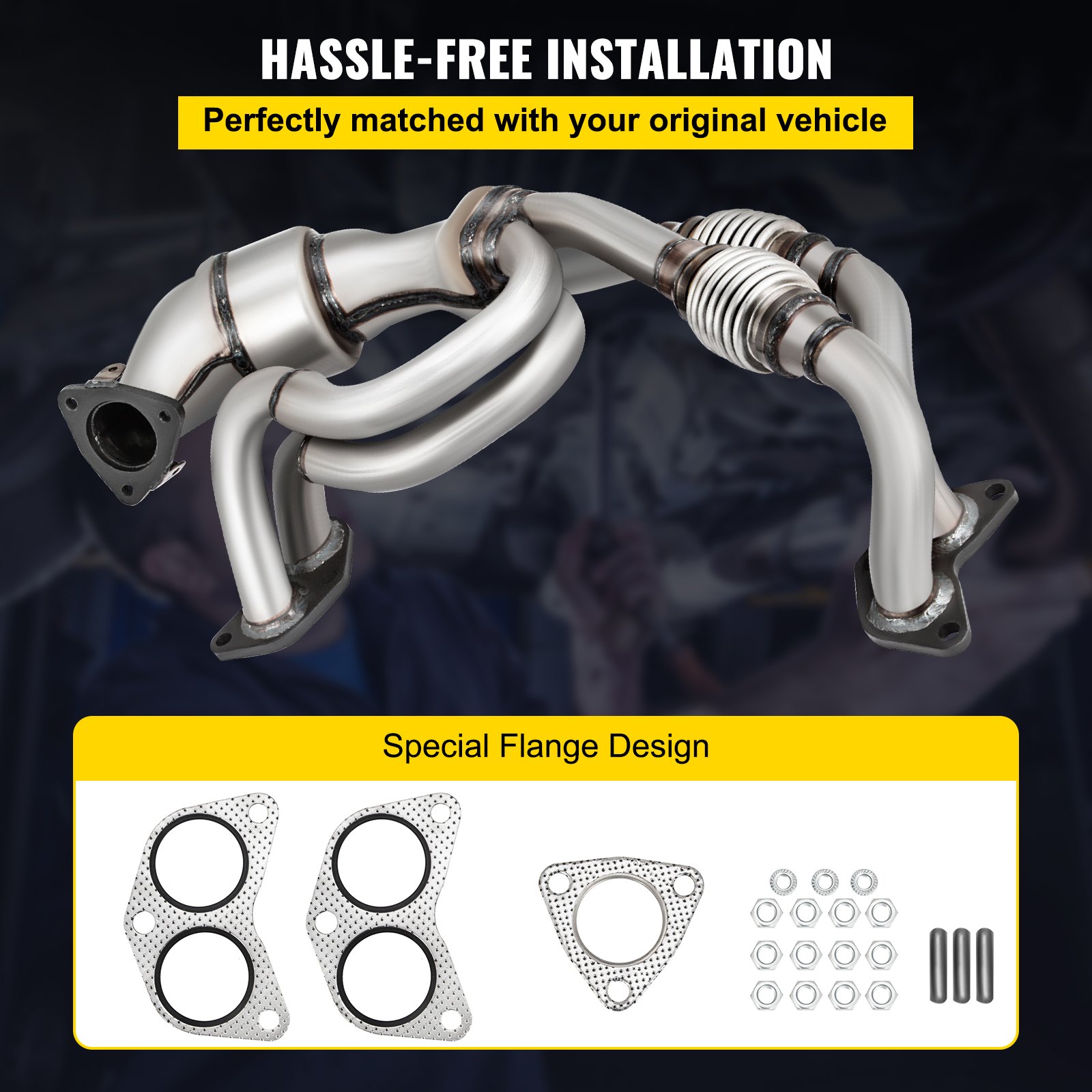 VEVOR Catalytic Converter Direct Fit Front Exhaust Manifold High Flow Catalytic Converter Compatible with Subaru Impreza, Legacy, Forester, Outback, 06-10, 4 Cyl 2.5L Except Turbo with Gasket Kit