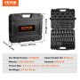 VEVOR 3/8" Drive Impact Socket Set, 90 Piece Socket Set SAE 1/4"-3/4" and Metric 6-19mm, 6 Point Cr-Mo Alloy Steel for Auto Repair, Includes Extension Bars Universal Joint Adapter Lock Storage Case