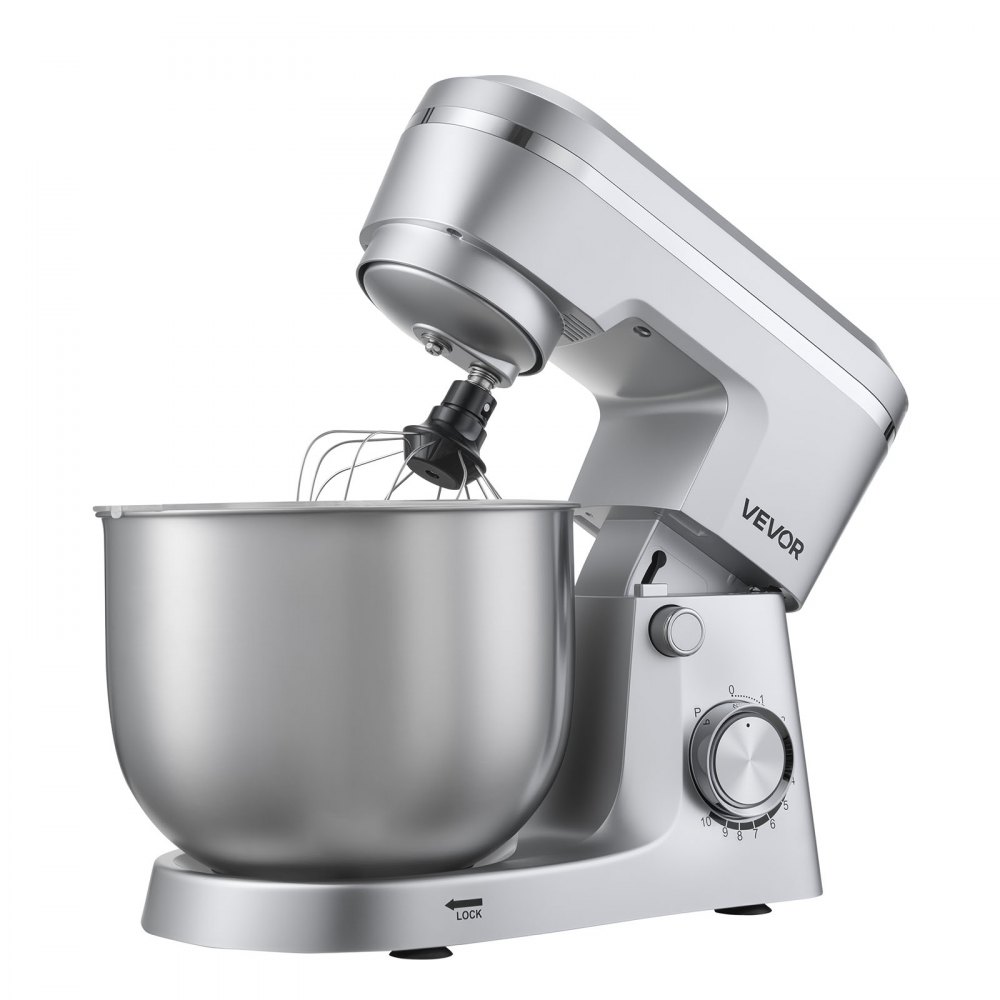VEVOR Stand Mixer, 4.2 L+5.7 L Electric Kitchen Mixer, 1500W Dough-Mixer, 10 Speeds Tilt-head Food-Mixer with Stainless Steel Bowls, Dough Hook, Whisk, Beater, for Baking, Mixing, Whipping & Kneading