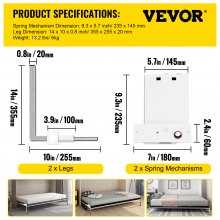 VEVOR Murphy Mounting Wall Springs Mechanism Heavy Duty Support Hardware DIY Kit for Queen Twin Size Bed (Horizontal), White