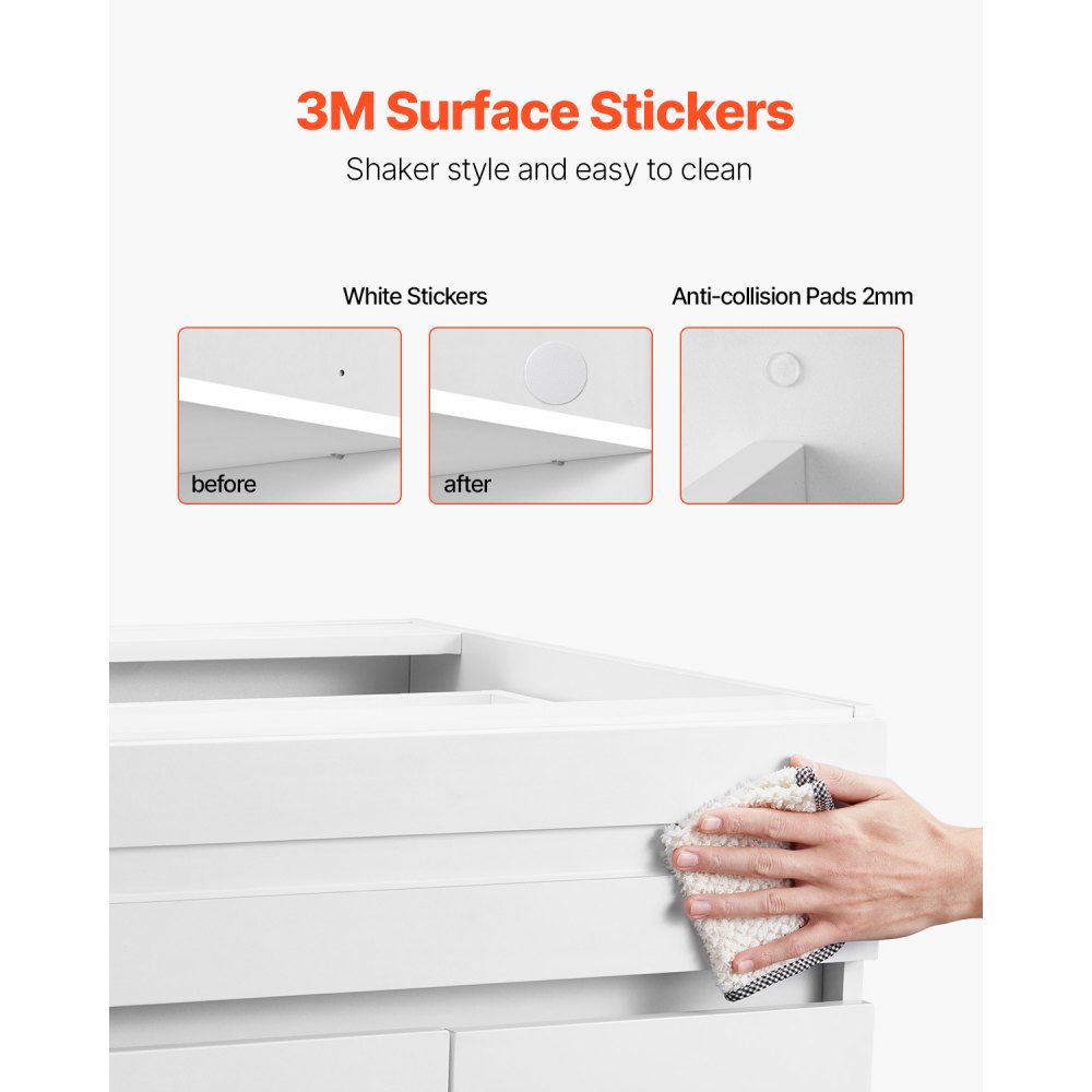 VEVOR White Shaker Base Cabinet with Drawer, 24-Inch Unassembled Drawer Base Cabinet, 24" W x 24" D x 34.5" H Ready to Assemble Cabinet with Soft-Close Doors and Adjustable Shelf, for Home Office