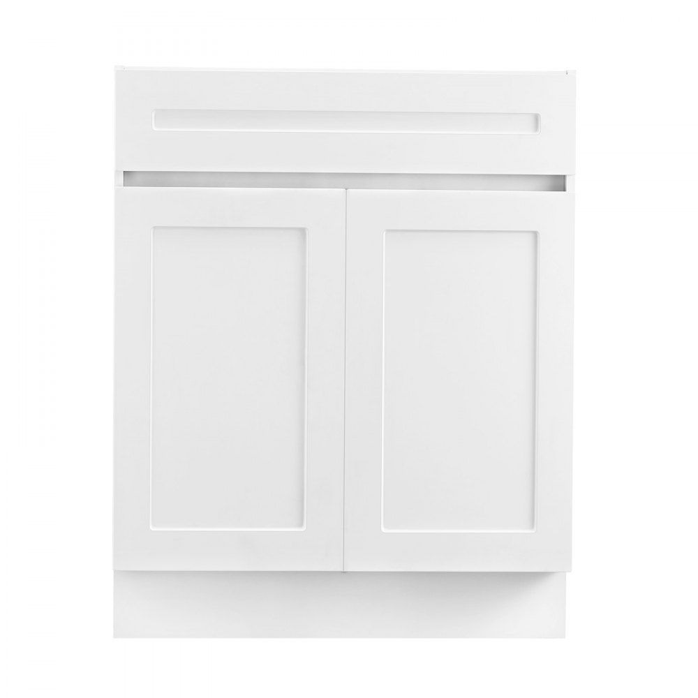 VEVOR White Shaker Base Cabinet with Drawer, 24-Inch Unassembled Drawer Base Cabinet, 24" W x 24" D x 34.5" H Ready to Assemble Cabinet with Soft-Close Doors and Adjustable Shelf, for Home Office