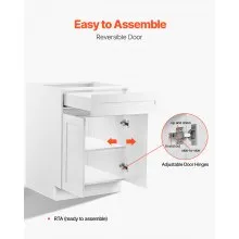 Shaker Base Cabinet 24" W x 24" D x 34.5" H Ready to Assemble with Drawer White