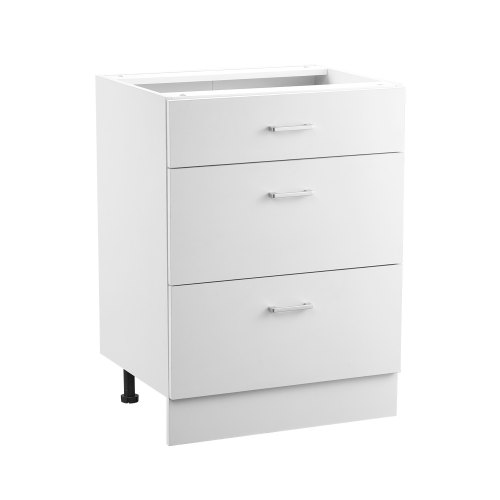 VEVOR White Shaker Base Cabinet with 3 Drawers, 24-Inch Unassembled Drawer Base Cabinet, 24" W x 19" D x 32" H Ready to Assemble Cabinet with Soft-Close Drawer Slides, for Home Office