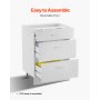 VEVOR White Shaker Base Cabinet with 3 Drawers, 24-Inch Unassembled Drawer Base Cabinet, 24" W x 19" D x 32" H Ready to Assemble Cabinet with Soft-Close Drawer Slides, for Home Office