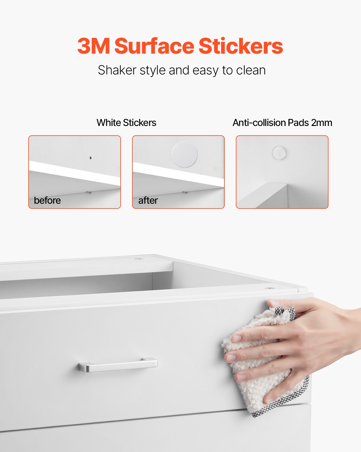 VEVOR White Shaker Base Cabinet with 3 Drawers, 24-Inch Unassembled Drawer Base Cabinet, 24" W x 19" D x 32" H Ready to Assemble Cabinet with Soft-Close Drawer Slides, for Home Office