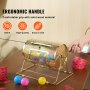VEVOR Raffle Drum, 11.6 x Ø7.48 inch Brass Plated Raffle Ticket Spinning Cage, Holds 2500 Tickets or 100 Ping Pong Balls, Metal Lottery Spinning Drawing with Wooden Turning Handle, for Bingo Ballot Pa