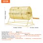 VEVOR Raffle Drum, 11.6 x Ø7.48 inch Brass Plated Raffle Ticket Spinning Cage, Holds 2500 Tickets or 100 Ping Pong Balls, Metal Lottery Spinning Drawing with Wooden Turning Handle, for Bingo Ballot Pa