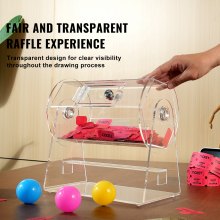 VEVOR Acrylic Raffle Drum, Professional Raffle Ticket Spinning Cage with 2 Keys, Transparent Lottery Spinning Drawing, Holds 2500 Tickets or 100 Raffle Balls,Raffle Ticket Box for Lottery Games Bingo