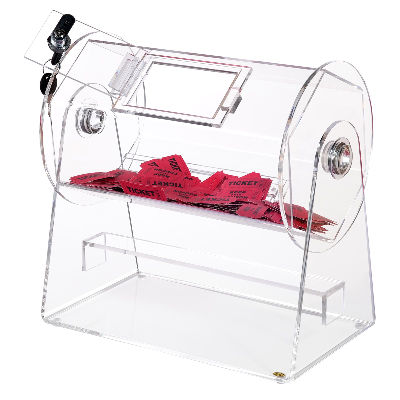 VEVOR Acrylic Raffle Drum, Holds 2500 Tickets or 100 Raffle Balls, Professional Raffle Ticket Spinning Cage with 2 Keys, Transparent Lottery Spinning Drawing, Raffle Ticket Box for Lottery Games Bingo