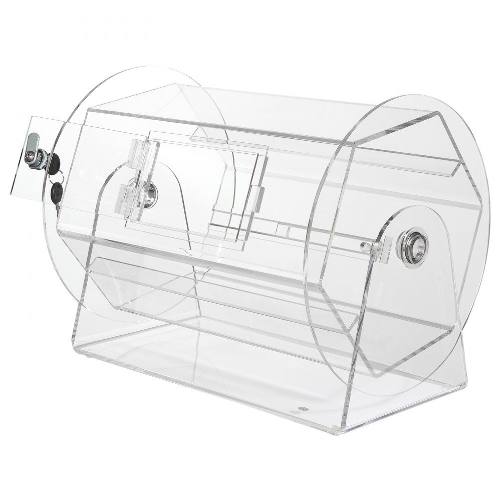 VEVOR Acrylic Raffle Drum, Holds 5000 Tickets or 200 Raffle Balls, Professional Raffle Ticket Spinning Cage with 2 Keys, Transparent Lottery Spinning Drawing, Raffle Ticket Box for Lottery Games Bingo