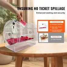 VEVOR Acrylic Raffle Drum,Professional Raffle Ticket Spinning Cage with 2 Keys, Transparent Lottery Spinning Drawing, Holds 5000 Tickets or 200 Raffle Balls, Raffle Ticket Box for Lottery Games Bingo