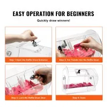 VEVOR Acrylic Raffle Drum,Professional Raffle Ticket Spinning Cage with 2 Keys, Transparent Lottery Spinning Drawing, Holds 5000 Tickets or 200 Raffle Balls, Raffle Ticket Box for Lottery Games Bingo