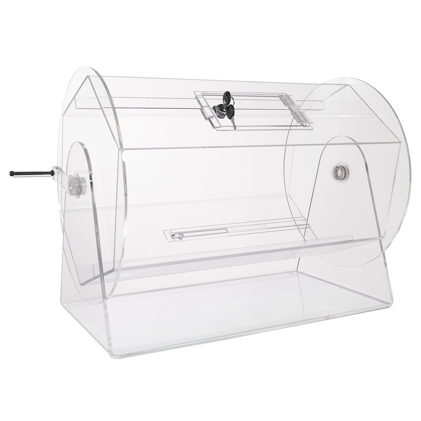VEVOR Acrylic Raffle Drum, Holds 10000 Tickets or 300 Raffle Balls, Professional Raffle Ticket Spinning Cage with 2 Keys, Transparent Lottery Spinning Drawing, Raffle Ticket Box for Lottery Games Bing