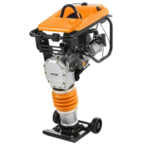 VEVOR Jumping Jack Compactor, 6.5 HP Vibratory Rammer Fuel-Powered 196 cc Engine Tamper, 3600 lbs Impact Force, 26" Max Compaction Depth, for Soil, Gravel, Footings, Concrete Slabs, and Foundations