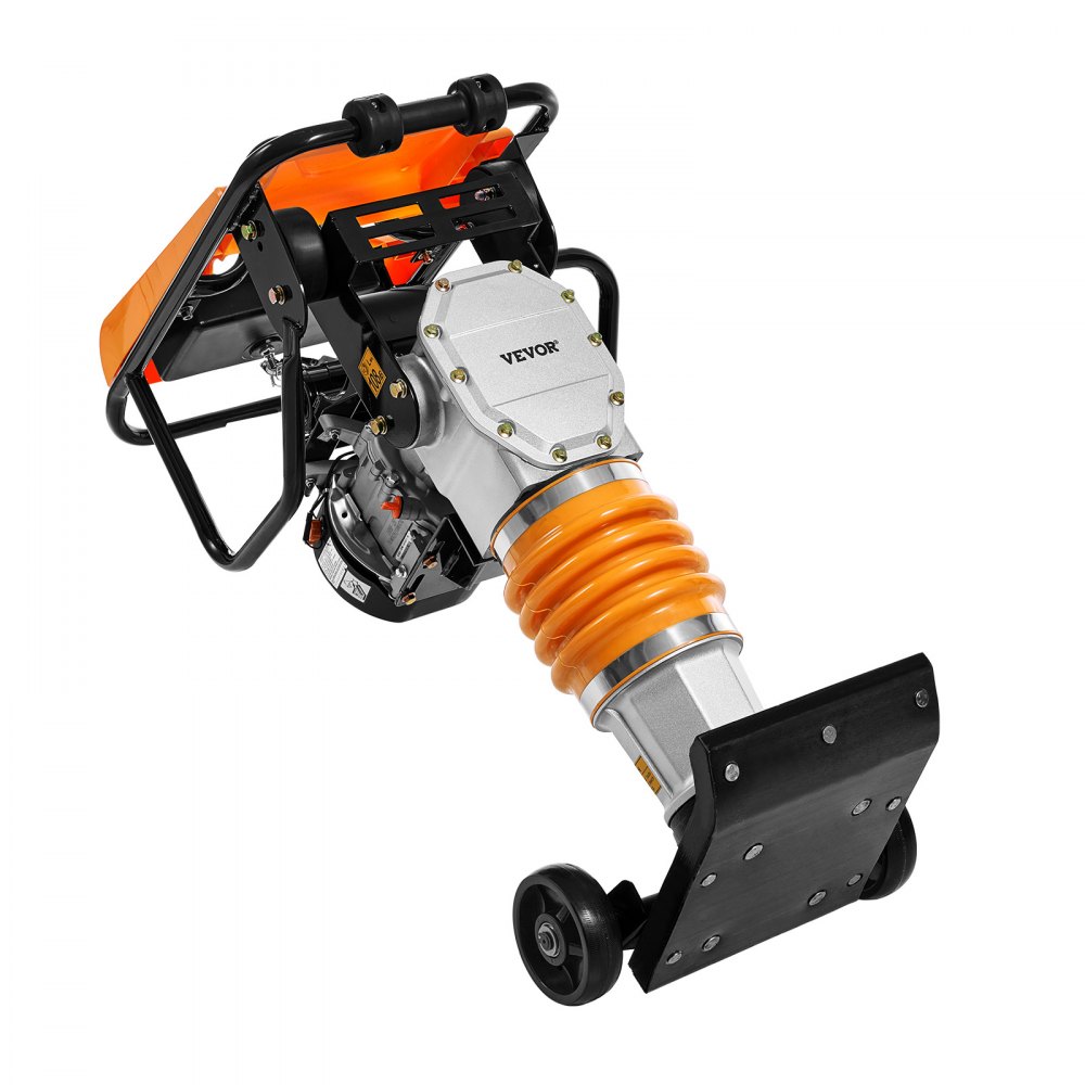 VEVOR Jumping Jack Compactor, 6.5 HP Vibratory Rammer Fuel-Powered 196 cc Engine Tamper, 3600 lbs Impact Force, 26" Max Compaction Depth, for Soil, Gravel, Footings, Concrete Slabs, and Foundations