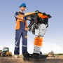 Compactadora vibratoria VEVOR Jumping Jack, apisonadora vibratoria de 6,5 HP con motor de 196 cc a combustible, fuerza de impacto de 3600 lbs, profundidad máxima de compactación de 26", para suelo, grava, zapatas, losas de hormigón y bases.