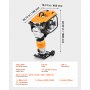 VEVOR Jumping Jack Compactor, 6.5 HP Vibratory Rammer Fuel-Powered 196 cc Engine Tamper, 3600 lbs Impact Force, 26" Max Compaction Depth, Four-Spring, for Soil, Gravel, Concrete Slabs, Foundations