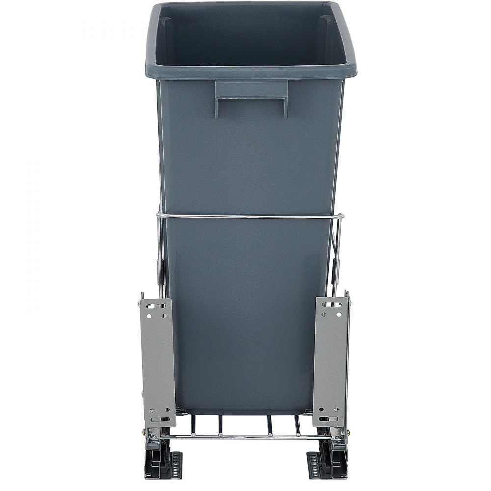 VEVOR Pull-Out Trash Can, 37Qt Single Bin, Under Mount Kitchen Waste Container with Soft-Close Slides, 33 lbs Load Capacity & Door-Mounted Brackets, Garbage Recycling Bin for Kitchen Cabinet, Grey