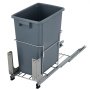 VEVOR Pull-Out Trash Can, 37Qt Single Bin, Under Mount Kitchen Waste Container with Soft-Close Slides, 33 lbs Load Capacity & Door-Mounted Brackets, Garbage Recycling Bin for Kitchen Cabinet, Grey
