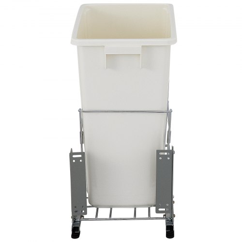 VEVOR Pull-Out Trash Can, 37Qt Single Bin, Under Mount Kitchen Waste Container with Soft-Close Slides, 33 lbs Load Capacity & Door-Mounted Brackets, Garbage Recycling Bin for Kitchen Cabinet, White