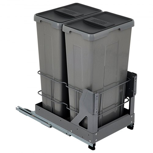 VEVOR Pull-Out Trash Can, 35L Single Bin, Under Mount Kitchen Waste Container with Slide, Handle and Door Mounting Kit, 110 lbs Load Capacity Heavy