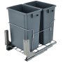 VEVOR Pull-Out Trash Can, 37Qt Double Bins, Under Mount Kitchen Waste Container with Soft-Close Slides, 44 lbs Load Capacity & Door-Mounted Brackets, Garbage Recycling Bin for Kitchen Cabinet, Grey