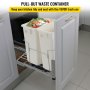 VEVOR Pullout Waste Container Kitchen Trash Can 37Qt Double w/ Soft Close White
