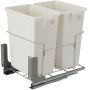 VEVOR Pull-Out Trash Can, 37Qt Double Bins, Under Mount Kitchen Waste Container with Soft-Close Slides, 44 lbs Load Capacity & Door-Mounted Brackets, Garbage Recycling Bin for Kitchen Cabinet, White