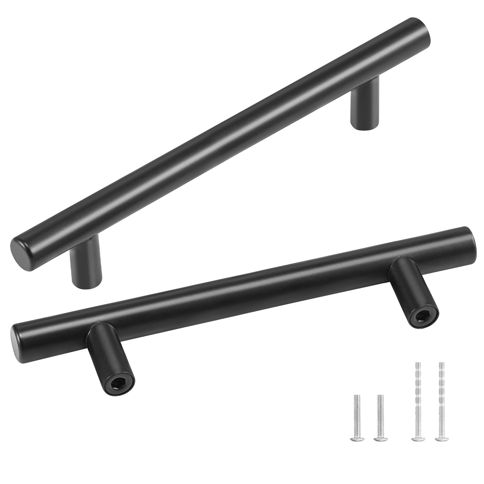 two black VEVOR cabinet pulls with mounting screws.