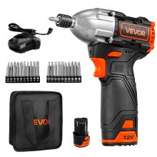 VEVOR Impact Driver, 1/4 Inch, 3000 RPM Max Speed, 12 V Brushless Motor, Electric Cordless Impact Driver Kit with Battery and Charger, 20 Bits, LED Work Light, for Furniture, Electrical, Home Repairs